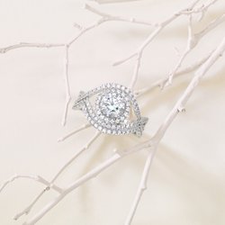 Diamond Semi-mount Halo-Style Engagement Ring, Band or Mounting